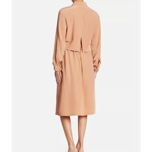 Vince 100% Silk Slit Back Long Sleeve Blush Pink Shirt Dress Size Small - Picture 2 of 11